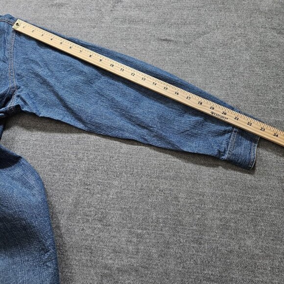 Chico's Design Shirt Womens 2 / L Denim Zip Embellished Embroidery LS Cotton VTG - Picture 5 of 16